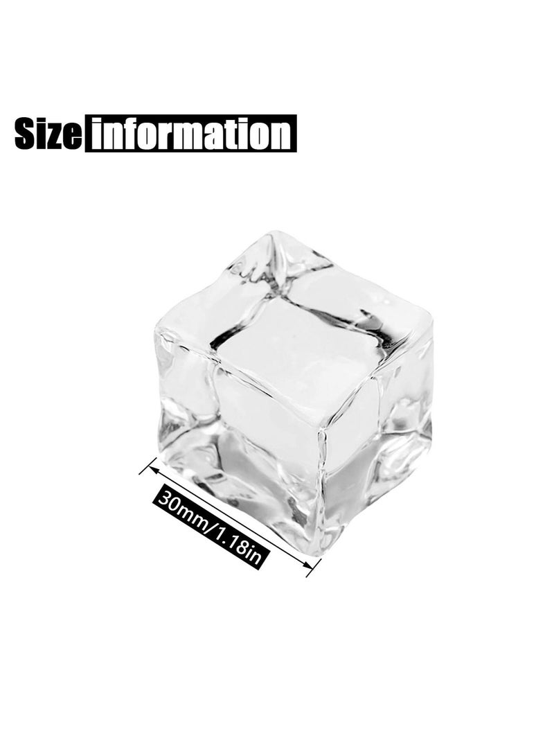 25 Pcs 30MM Reusable Plastic Ice Cubes,Clear Acrylic Fake Cubes,Artificial Square Crystal Cubes for Photography Props Home Decoration Wedding Centerpiece Vase Fillers