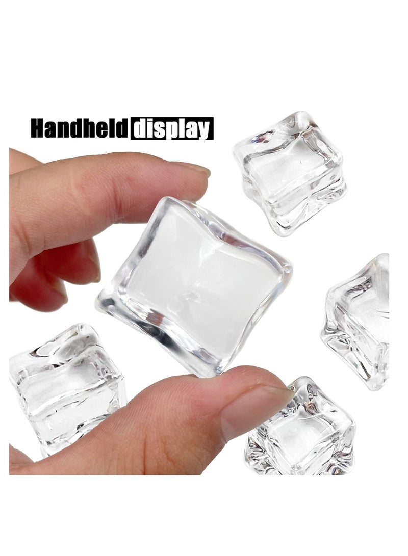 25 Pcs 30MM Reusable Plastic Ice Cubes,Clear Acrylic Fake Cubes,Artificial Square Crystal Cubes for Photography Props Home Decoration Wedding Centerpiece Vase Fillers