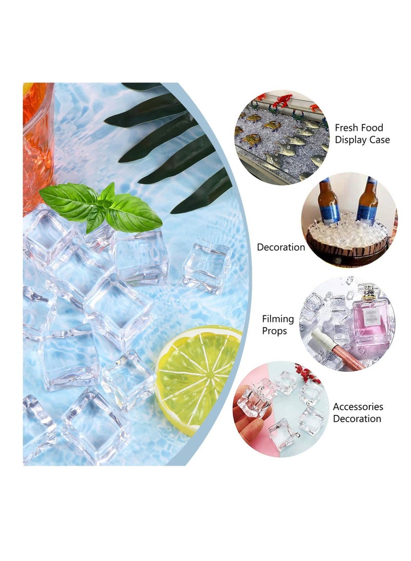 25 Pcs 30MM Reusable Plastic Ice Cubes,Clear Acrylic Fake Cubes,Artificial Square Crystal Cubes for Photography Props Home Decoration Wedding Centerpiece Vase Fillers