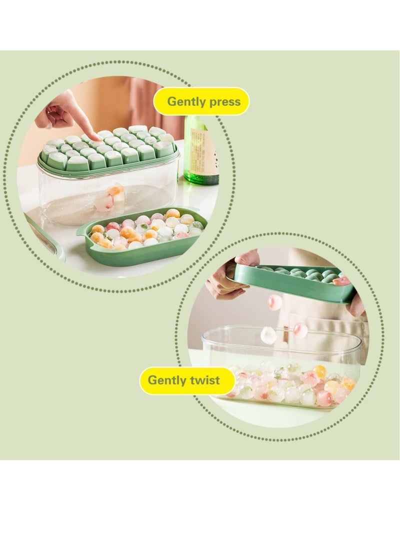 Square Ice Cube Trays for Freezer with Lid & Bin, 54PCS Tiny Tray, Suitable Chilling Drinks Coffee Juice (2 1 Bucket Scoop, Green)