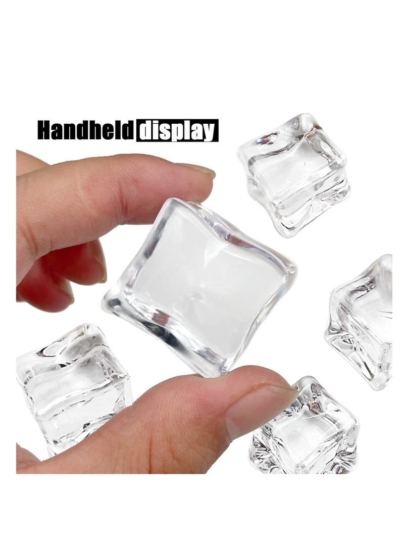 50 Pcs 30MM Reusable Plastic Ice Cubes,Clear Acrylic Fake Cubes,Artificial Square Crystal Cubes for Photography Props Home Decoration Wedding Centerpiece Vase Fillers