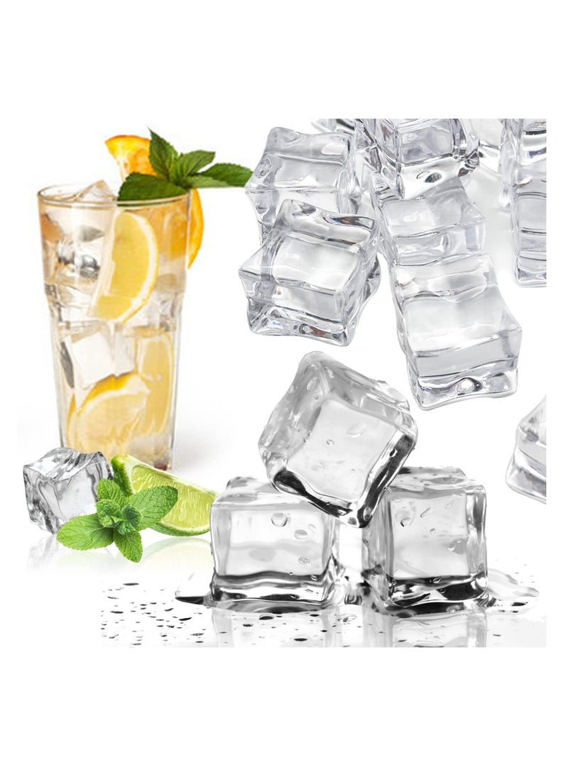 50 Pcs 30MM Reusable Plastic Ice Cubes,Clear Acrylic Fake Cubes,Artificial Square Crystal Cubes for Photography Props Home Decoration Wedding Centerpiece Vase Fillers