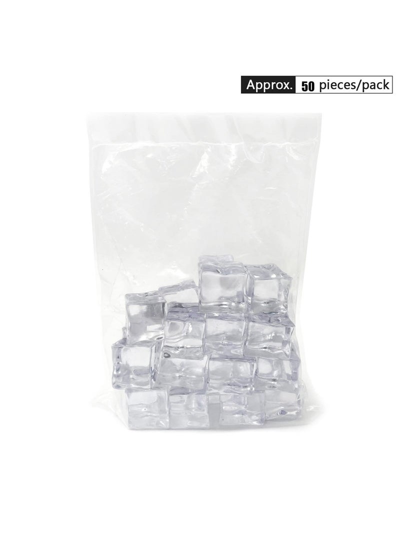 50 Pcs 30MM Reusable Plastic Ice Cubes,Clear Acrylic Fake Cubes,Artificial Square Crystal Cubes for Photography Props Home Decoration Wedding Centerpiece Vase Fillers