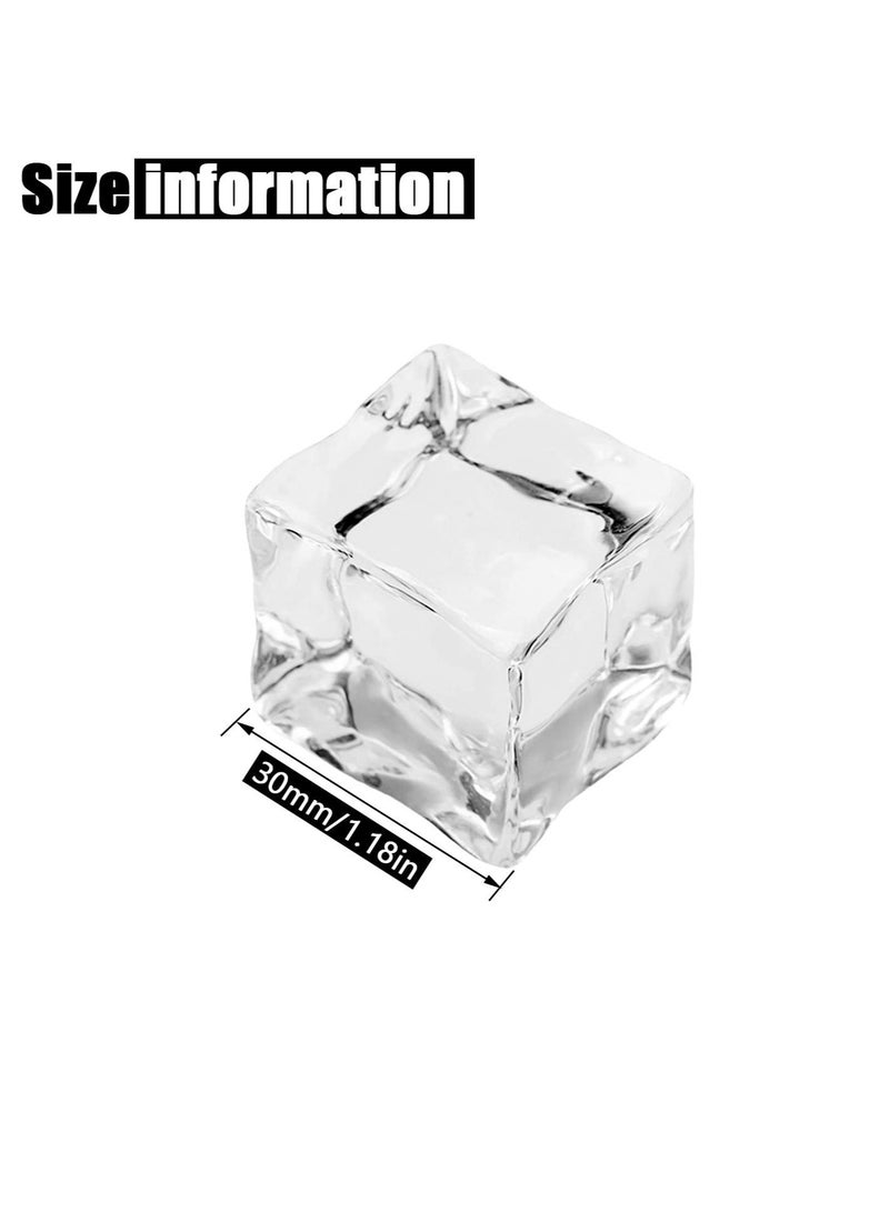 50 Pcs 30MM Reusable Plastic Ice Cubes,Clear Acrylic Fake Cubes,Artificial Square Crystal Cubes for Photography Props Home Decoration Wedding Centerpiece Vase Fillers