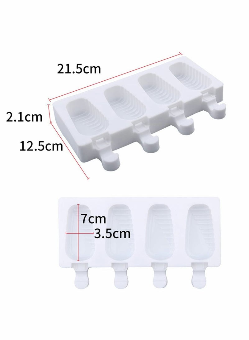 2 Pack Popsicle Molds, 4 Cavities Homemade Ice Pop Molds Silicone for Kids, DIY with 50 Wooden Sticks