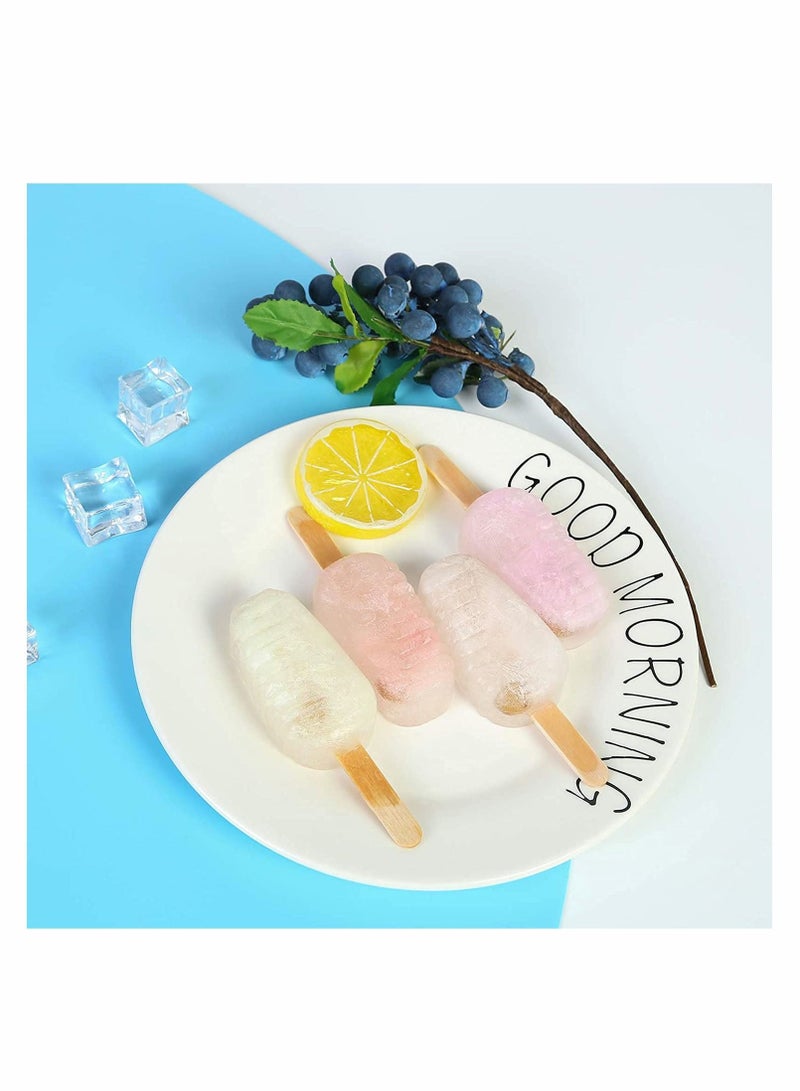 2 Pack Popsicle Molds, 4 Cavities Homemade Ice Pop Molds Silicone for Kids, DIY with 50 Wooden Sticks