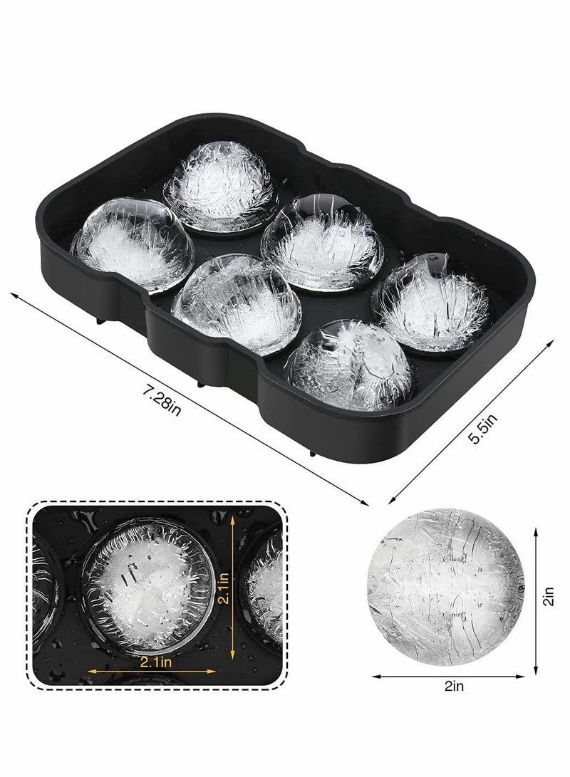 Round Ice Hockey Mold, Silicone 8 Cell Mold with Lid and Funnel, Cube Tray, BPA Free, Non Stick Easy To Demold, Maker (Blue, 1 Piece)