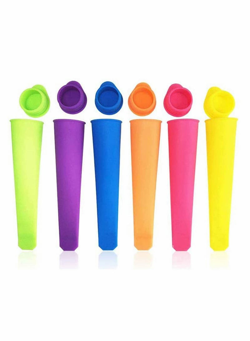 Ice Pop Molds Set, 6 Pcs Multi Colors Food Grade Silicone Popsicle with Lids DIY BPA Free Freezer Cream Moulds for Women Men Kids Lolly Maker