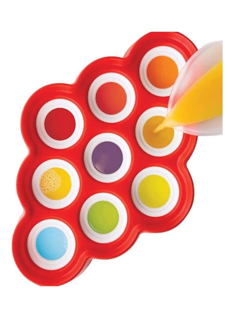 Mini Pop Molds, Reusable Silicone Ice 9 Miniature Popsicle Molds With Sticks and Drip Guards, Easy-Release BPA-free