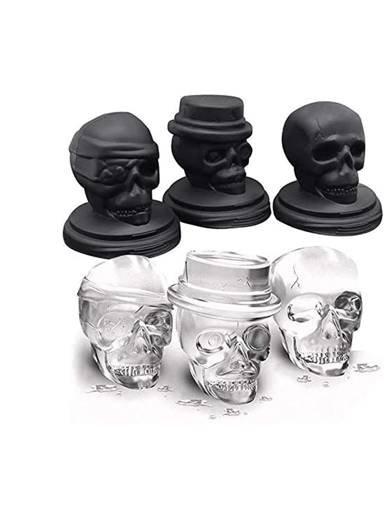 Skull Ice Cube Mold, Flexible Silicone Creative 3D Trays, Giant Ball Maker, Reusable and BPA Free, Perfect for Home Party Halloween