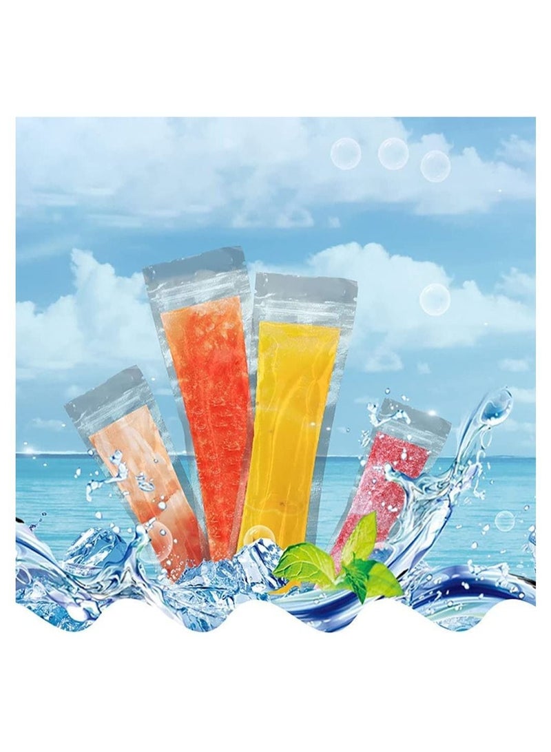 200 Pcs Popsicle Bags, Disposable Molds Ice Pop Mold Bags with Silicone Funnel, for DIY Healthy Snacks, Yogurt, Juice and Fruit Smoothies