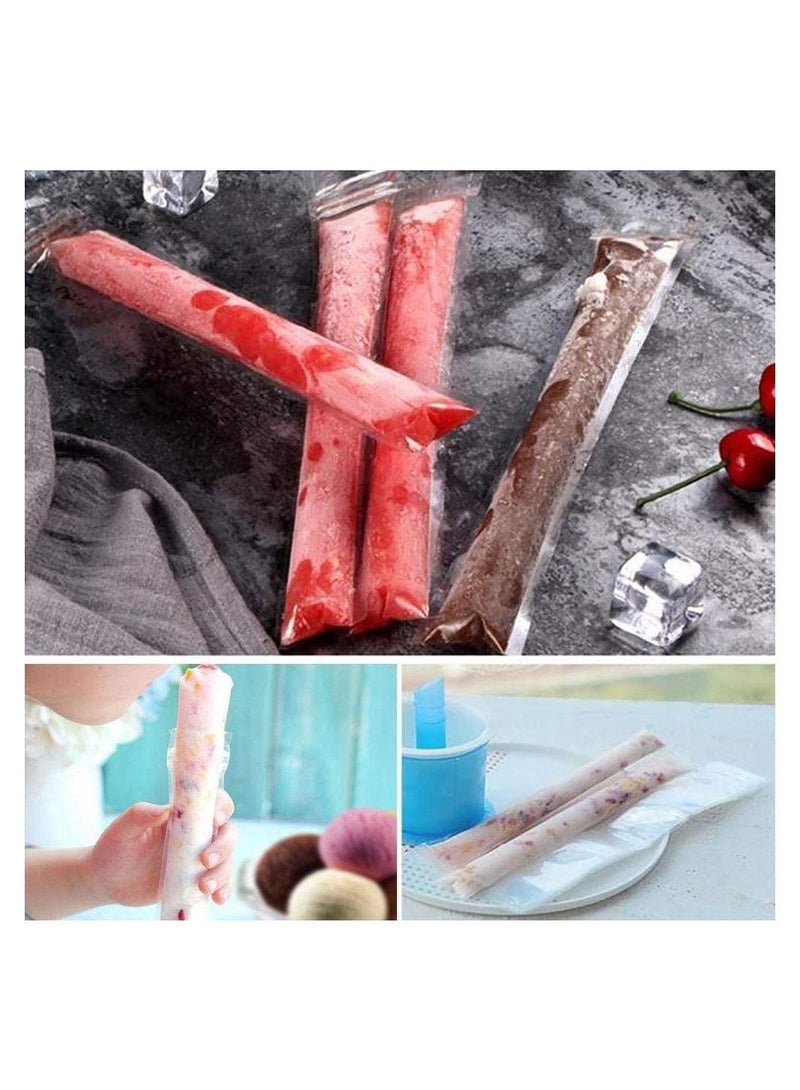 200 Pcs Popsicle Bags, Disposable Molds Ice Pop Mold Bags with Silicone Funnel, for DIY Healthy Snacks, Yogurt, Juice and Fruit Smoothies