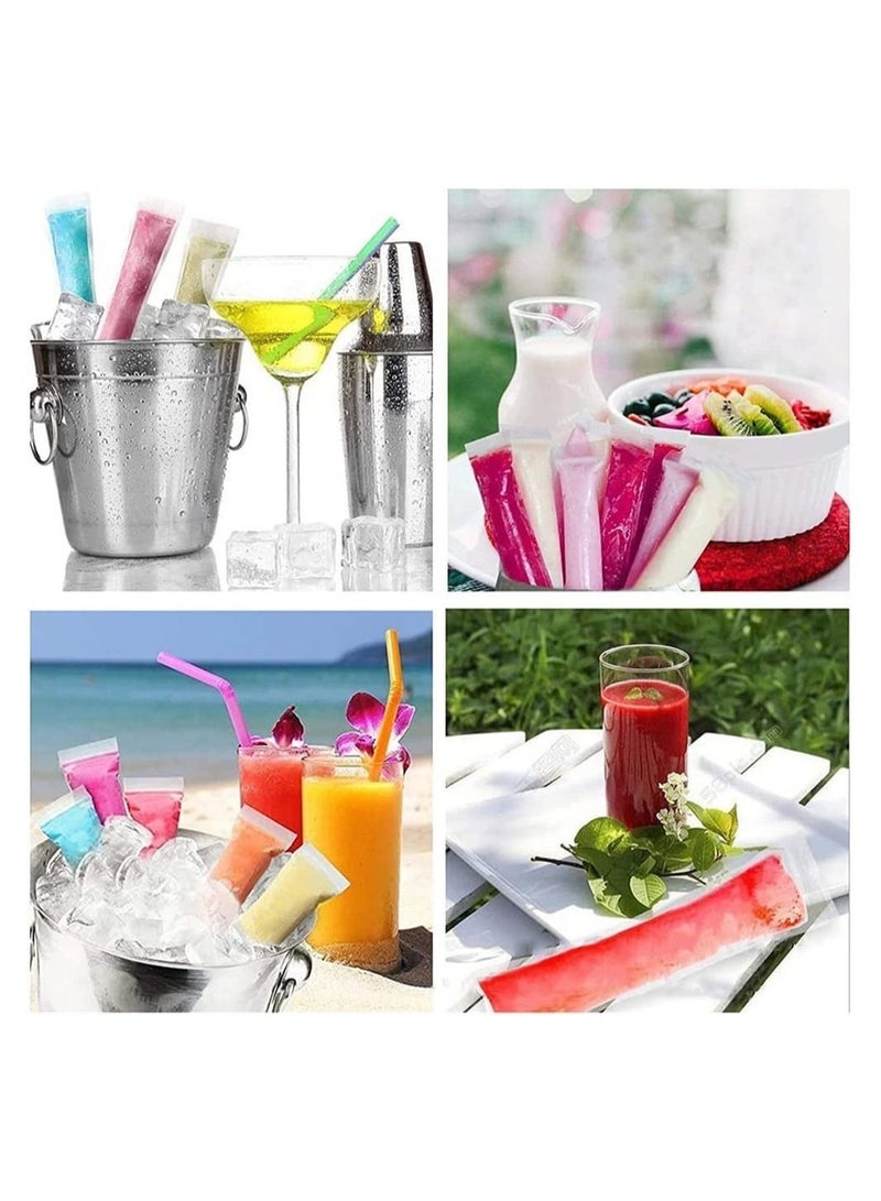 200 Pcs Popsicle Bags, Disposable Molds Ice Pop Mold Bags with Silicone Funnel, for DIY Healthy Snacks, Yogurt, Juice and Fruit Smoothies
