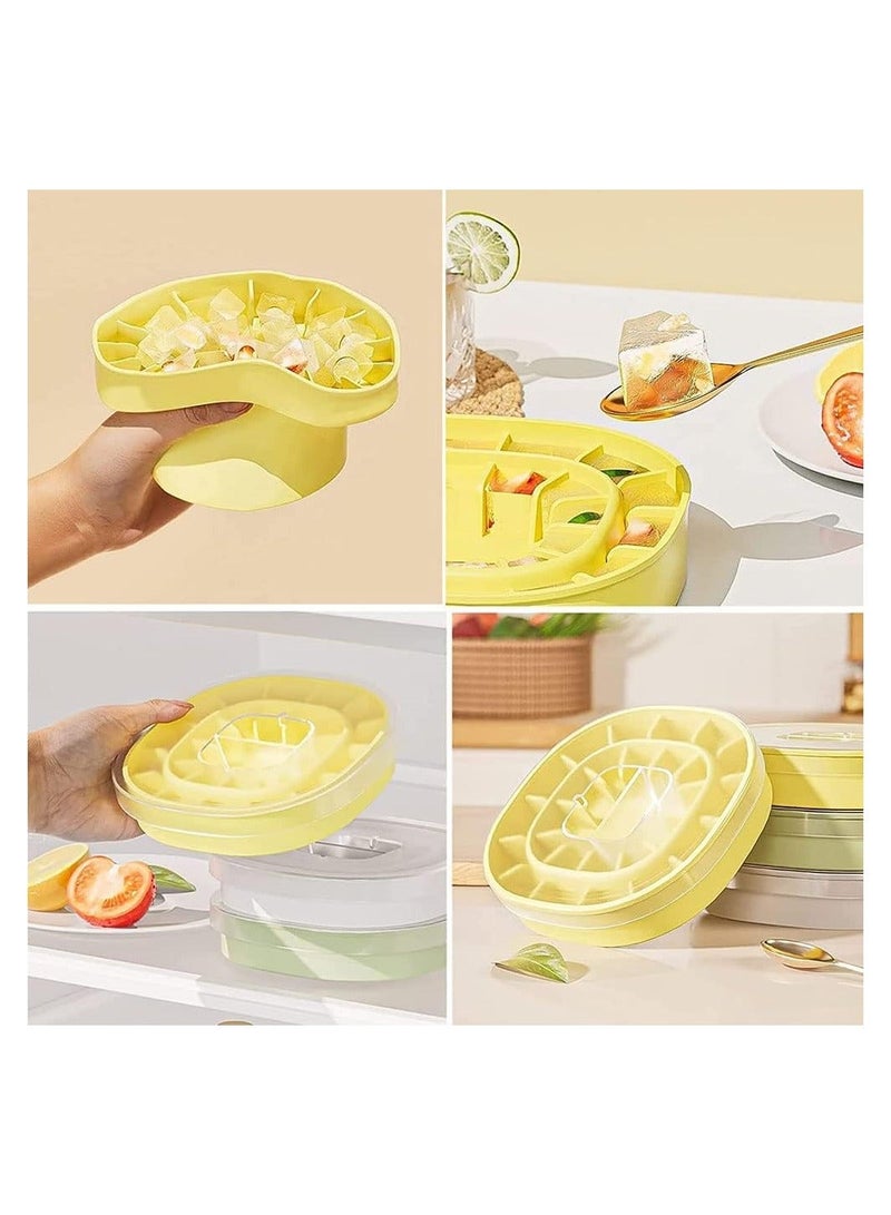 Folding Silicone Ice Bucket, 2 in 1 Tray Mold Portable ice cube molds, Square Water Pail with Lid, Bucket Tub for Camping, Travelling, Picnicing Outdoor, Yellow
