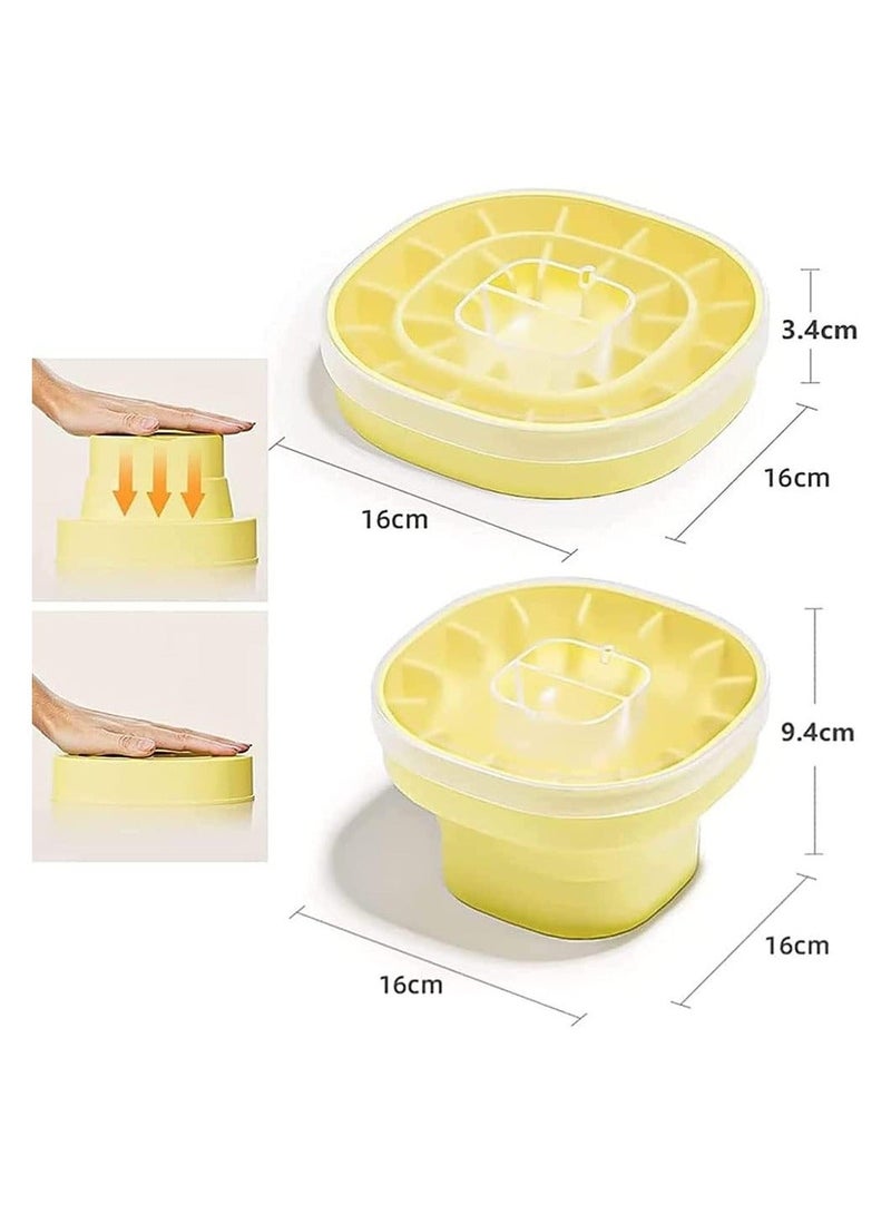 Folding Silicone Ice Bucket, 2 in 1 Tray Mold Portable ice cube molds, Square Water Pail with Lid, Bucket Tub for Camping, Travelling, Picnicing Outdoor, Yellow