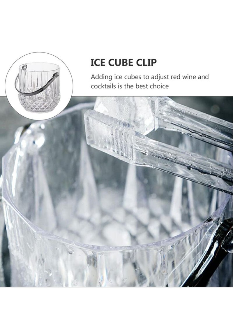 Ice Bucket, 2pcs Portable Ransparent Crystal Ice Bucket with Ice Clips Large Capacity Drinks Bucket for Dining Room, Kitchen, Home