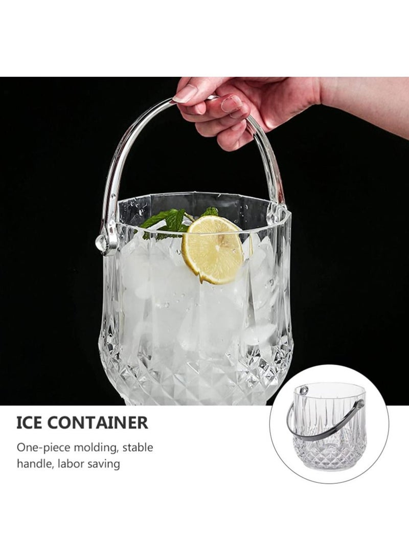 Ice Bucket, 2pcs Portable Ransparent Crystal Ice Bucket with Ice Clips Large Capacity Drinks Bucket for Dining Room, Kitchen, Home