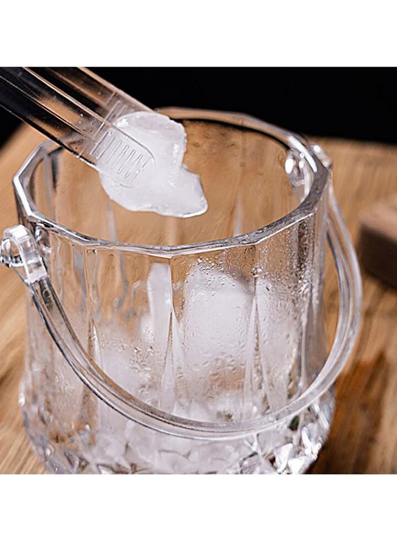 Ice Bucket, 2pcs Portable Ransparent Crystal Ice Bucket with Ice Clips Large Capacity Drinks Bucket for Dining Room, Kitchen, Home