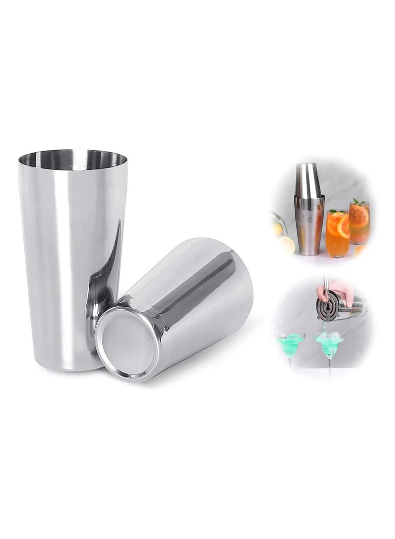 Boston Cocktail Shaker, 2-Piece All Stainless Steel Boston Shaker Tins, 18oz Weighted and 26oz Unweighted Boston Cocktail Shaker Bar Set for Professional Bartenders and Home Cocktail Lovers