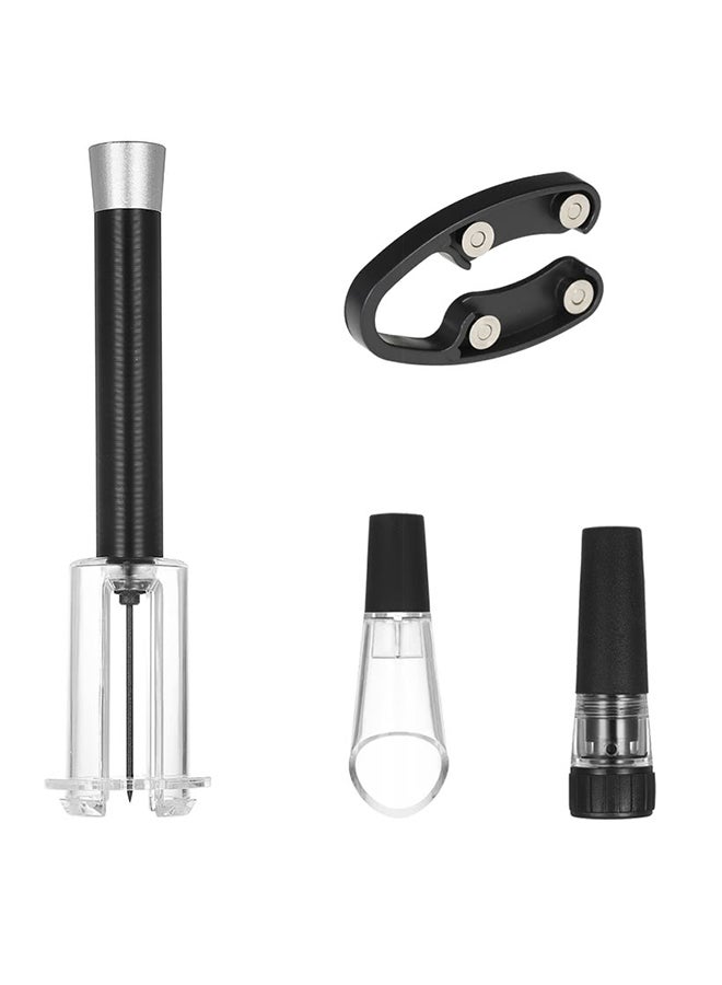 4-Piece Air Pressure Bottle Opener Set Black/Silver 130.6grams