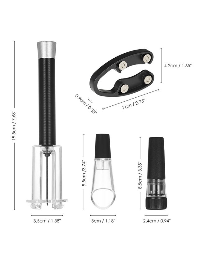 4-Piece Air Pressure Bottle Opener Set Black/Silver 130.6grams