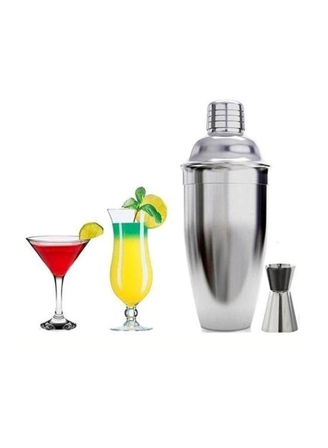 9-Piece Cocktail Shaker Set With Stand Silver/Brown 750ml