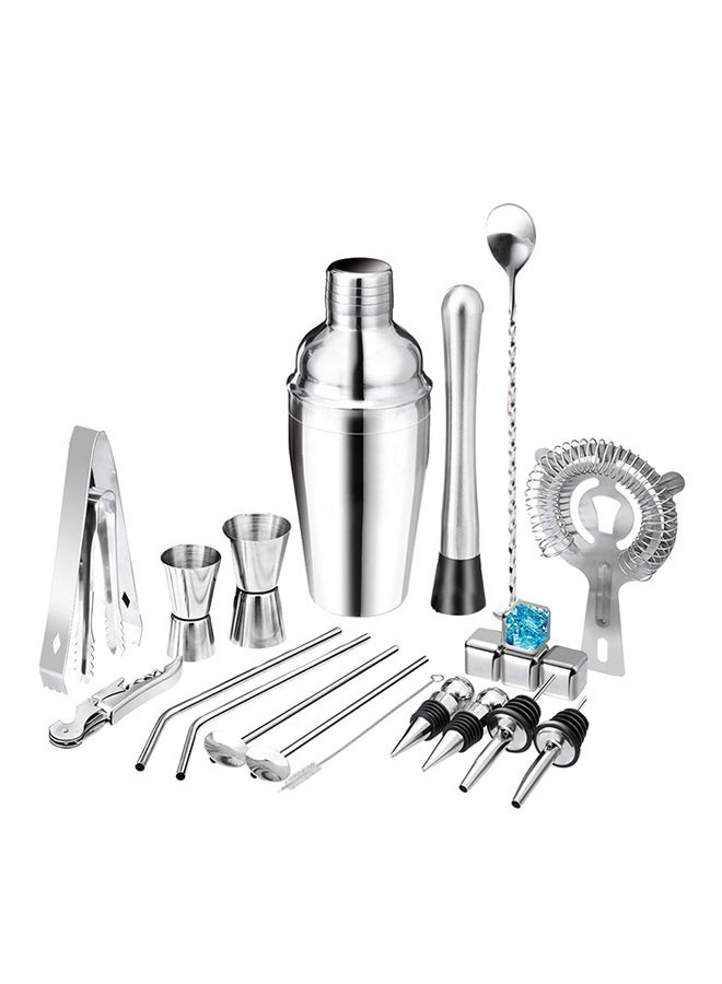 22-Piece Bar Cocktail Set Silver/Black/Blue