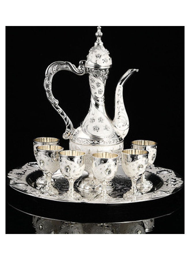 European High-End Vintage Wine Set Silver/White