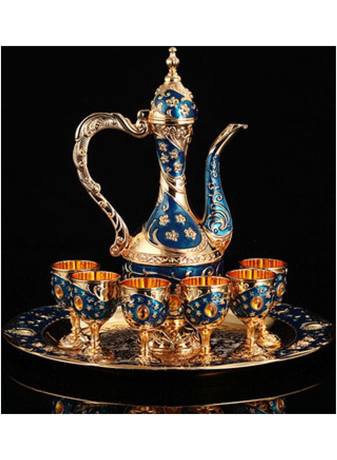 European High-End Vintage Wine Set Blue/Gold