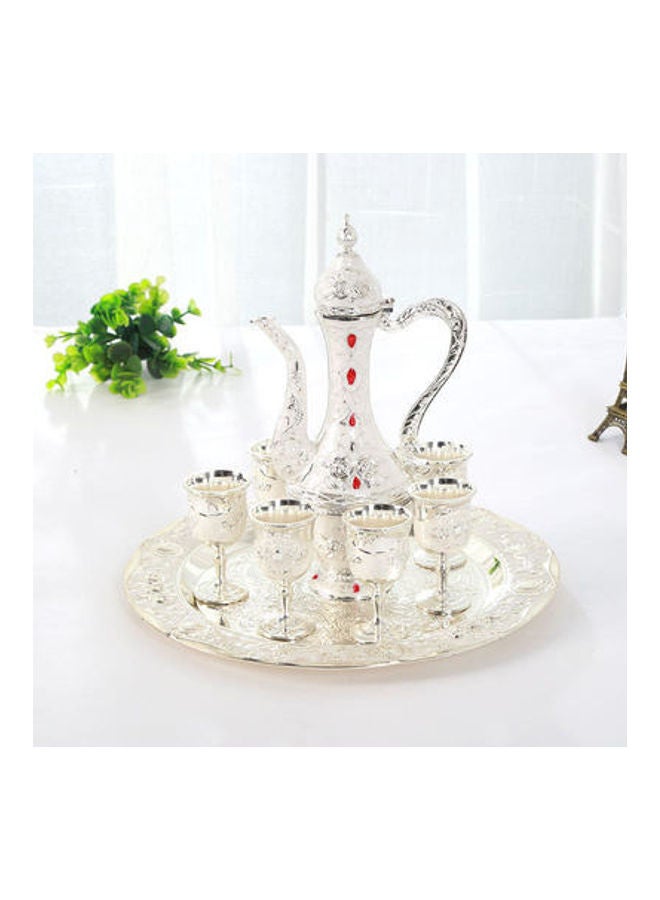 European High-End Vintage Wine Set Silver/Red