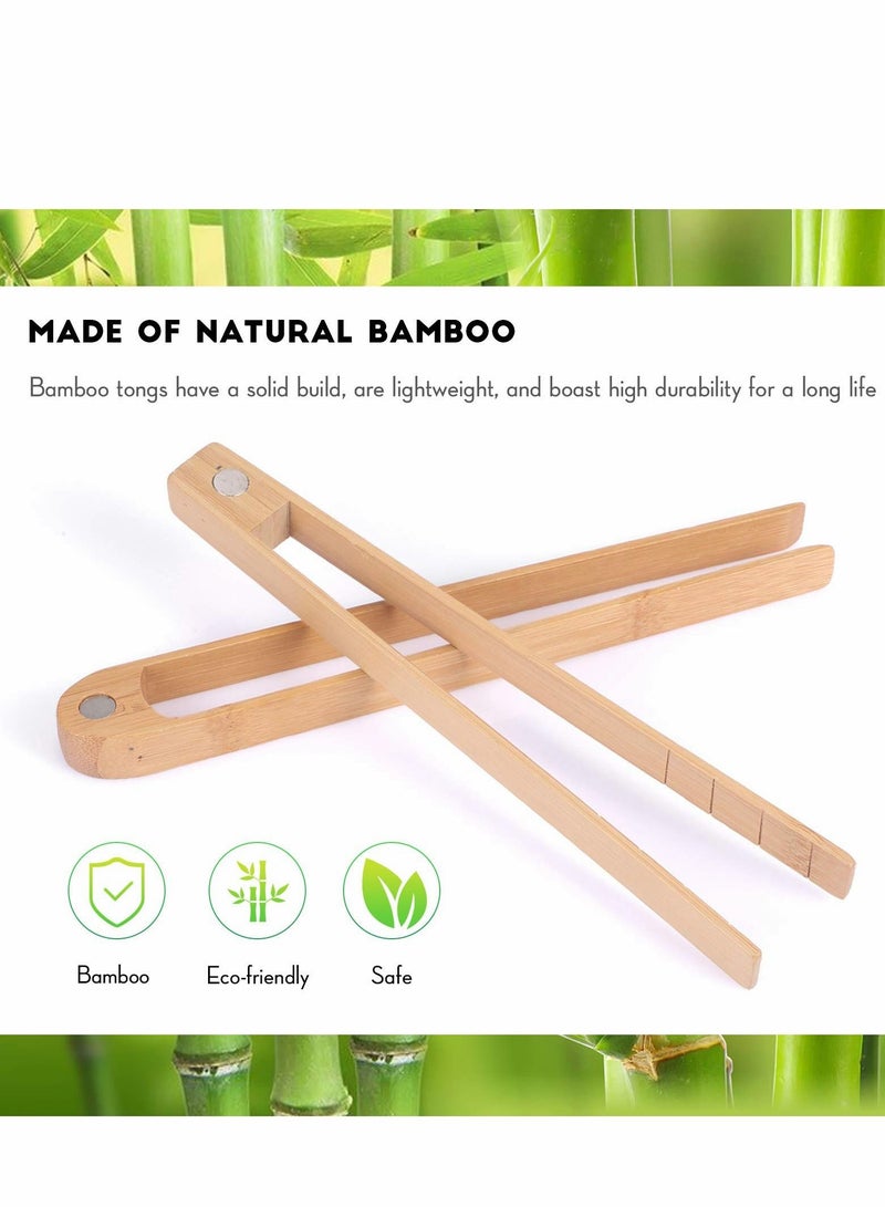 2 Pcs Wooden Toaster Tongs With Magnet Magnetic Bamboo Wood Toast Natural Kitchen Utensil Accessories