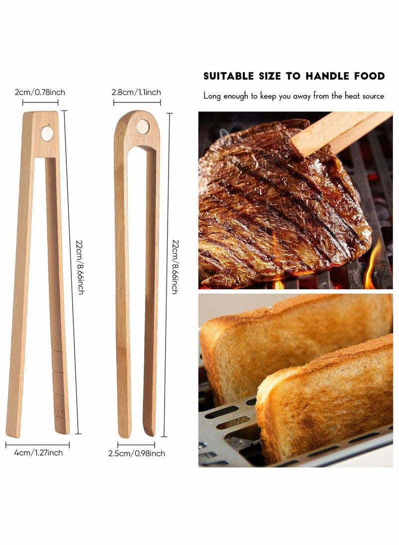 2 Pcs Wooden Toaster Tongs With Magnet Magnetic Bamboo Wood Toast Natural Kitchen Utensil Accessories