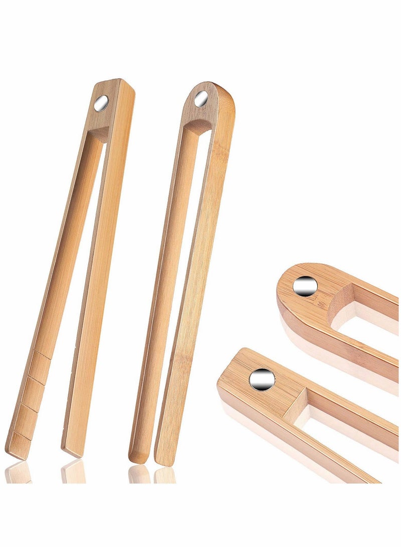 2 Pcs Wooden Toaster Tongs With Magnet Magnetic Bamboo Wood Toast Natural Kitchen Utensil Accessories