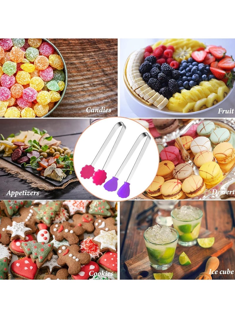 6PCS Silicone Mini Tongs, 5Inch Hand Shape Food Colourful Small Kids Kitchen Tongs for Serving Food, Ice Cube, Fruits, Sugar, Barbecue