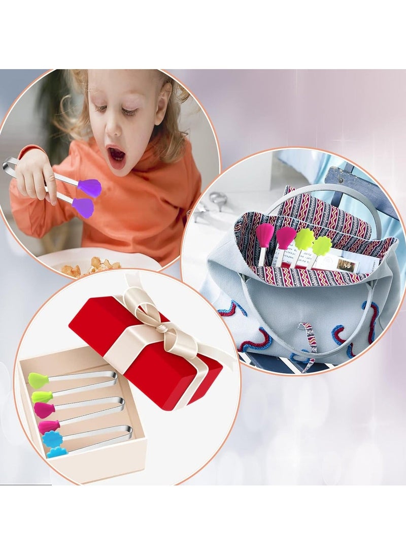 6PCS Silicone Mini Tongs, 5Inch Hand Shape Food Colourful Small Kids Kitchen Tongs for Serving Food, Ice Cube, Fruits, Sugar, Barbecue