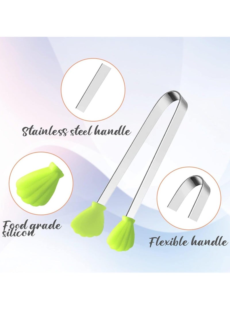 6PCS Silicone Mini Tongs, 5Inch Hand Shape Food Colourful Small Kids Kitchen Tongs for Serving Food, Ice Cube, Fruits, Sugar, Barbecue