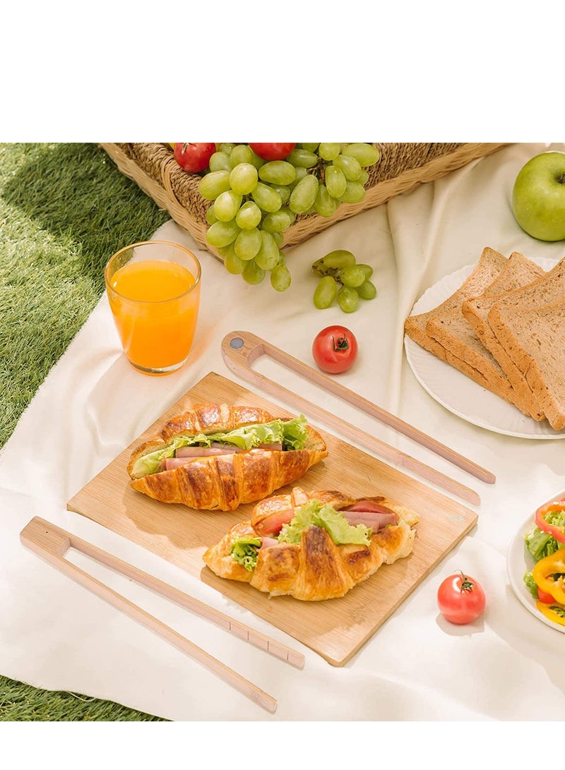 Wooden Toaster Tongs With Magnet Magnetic Bamboo Wood Toast Natural Kitchen Utensil Accessories for Cooking Bagel Cake Muffin Bread Set of 2 (8.7 Inch)