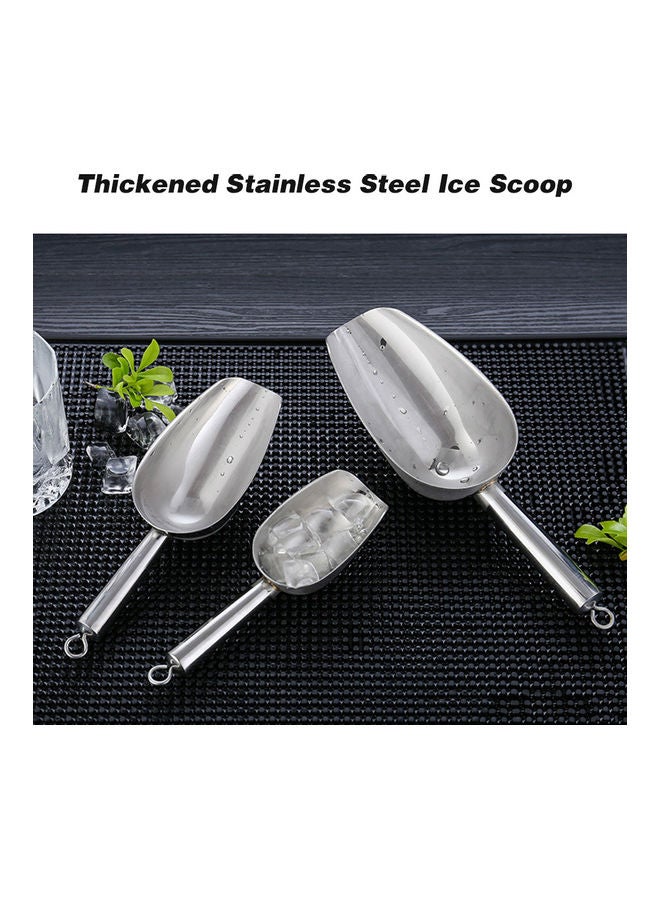 Handy Ice Cube Shovel One-Piece With Cast 304 Stainless Steel Utility Scoop Silver 25.2*5*10cm