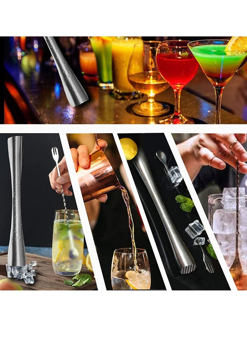 Muddler for Drinks 10-inch Stainless Steel Muddler and Mixing Spoon Drink Muddler with Case Home Tool Set Tools for Fruit Based Drinks Birthday Party and Housewarming