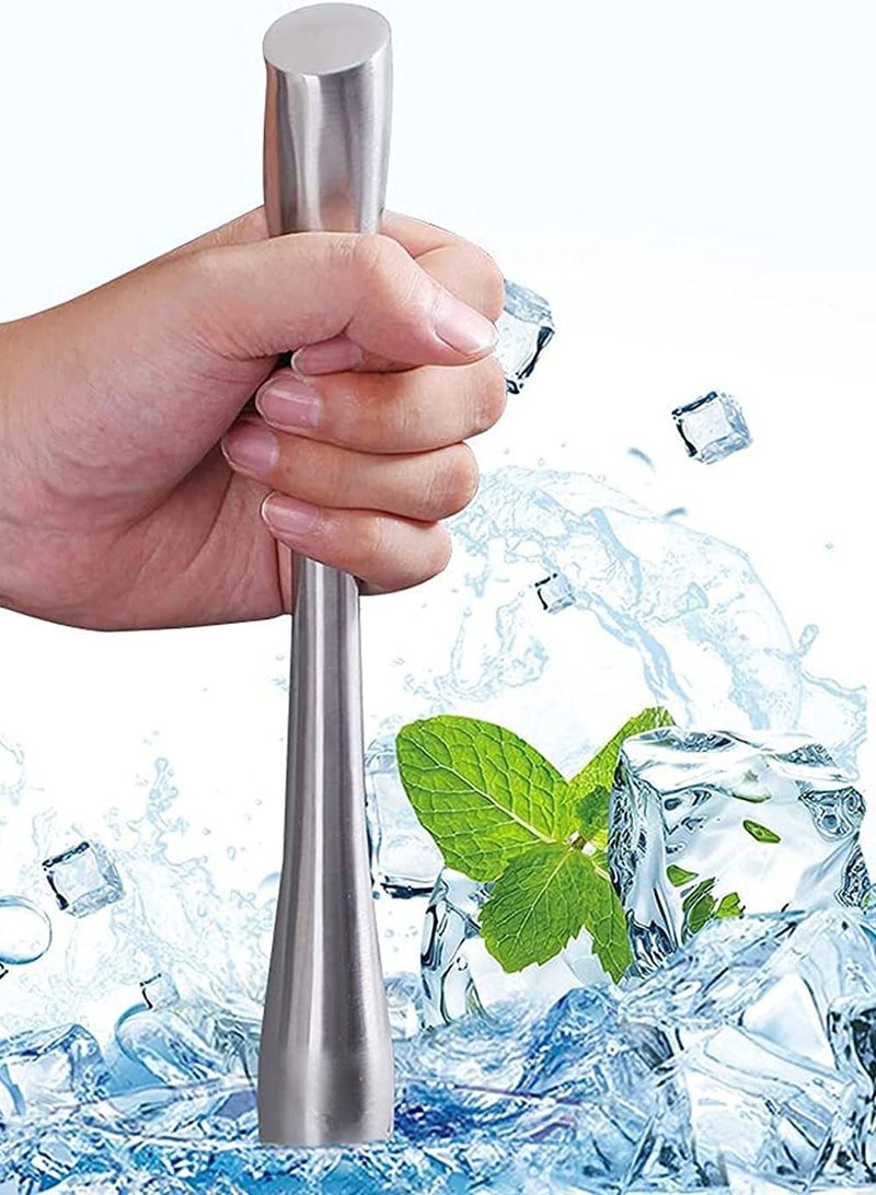 Muddler for Drinks 10-inch Stainless Steel Muddler and Mixing Spoon Drink Muddler with Case Home Tool Set Tools for Fruit Based Drinks Birthday Party and Housewarming