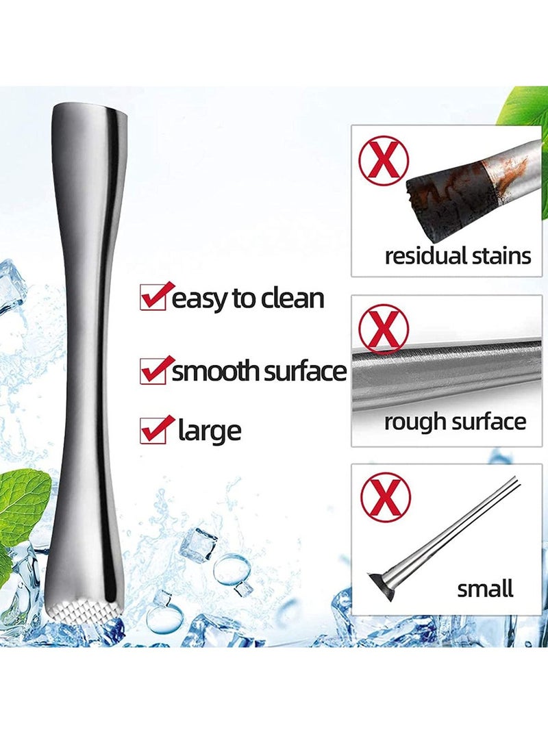 Muddler for Drinks 10-inch Stainless Steel Muddler and Mixing Spoon Drink Muddler with Case Home Tool Set Tools for Fruit Based Drinks Birthday Party and Housewarming