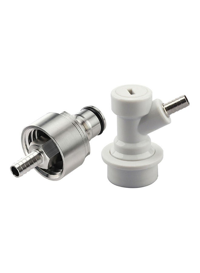 2-Piece Beer Keg Connector with Carbonation Cap Silver/White 10 x 8 x 5cm