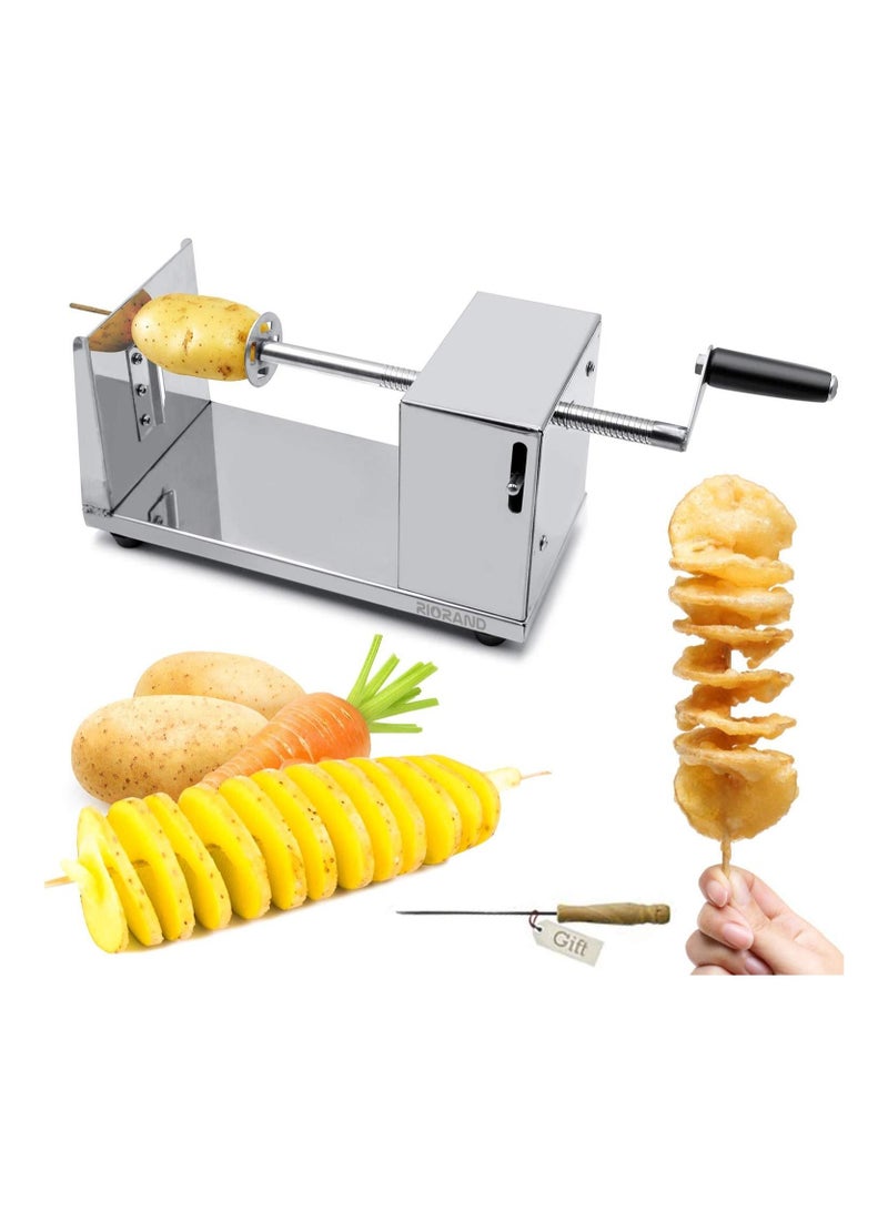 Stainless Steel Spiral Potato Cutter - Potato Tower Machine for Tornado Chips, Fruits, Cucumbers, Carrots, and More