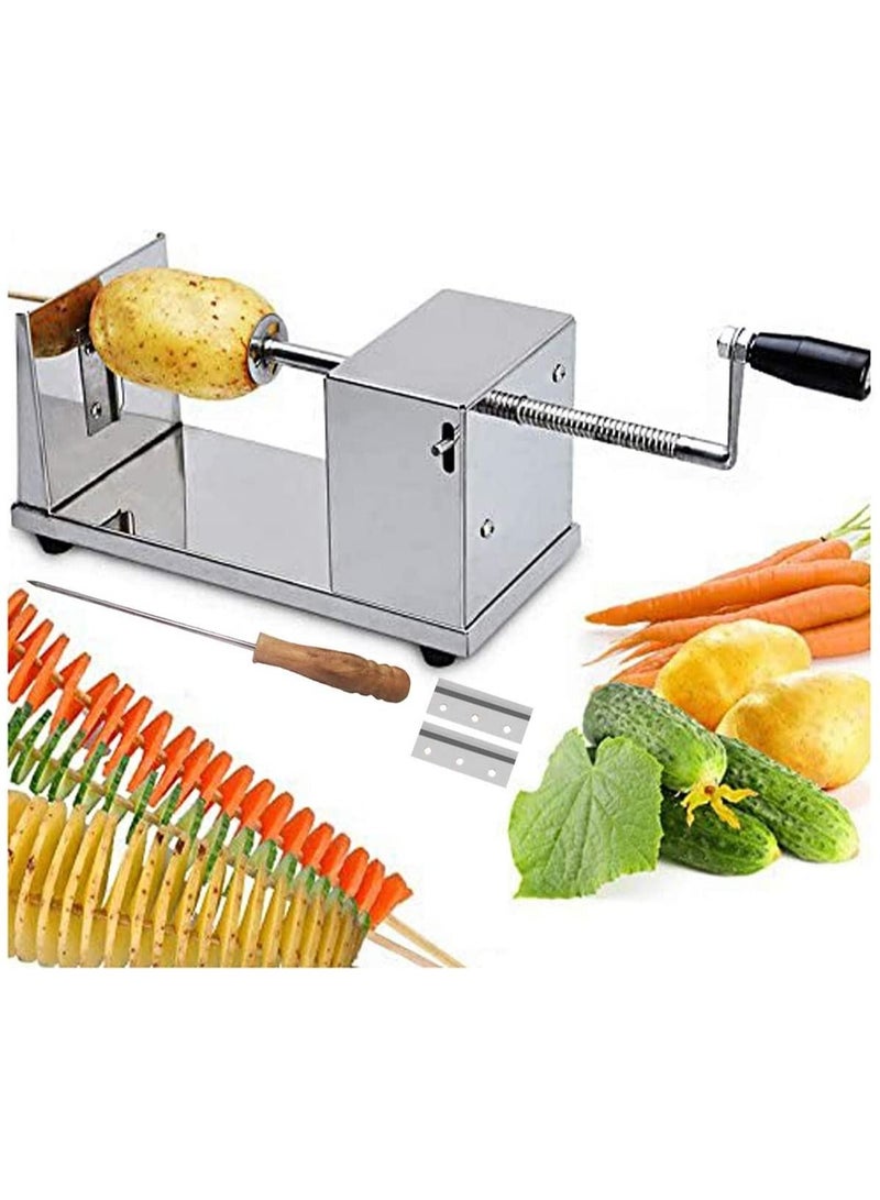 Stainless Steel Spiral Potato Cutter - Potato Tower Machine for Tornado Chips, Fruits, Cucumbers, Carrots, and More
