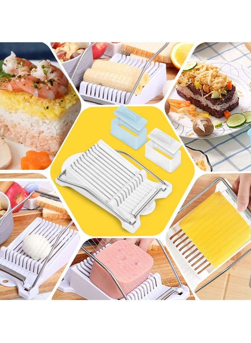 Spam Slicer and Spam Musubi Mold, Kitchen Slicer with Pressing Rice Ball Mold Sushi Making Tool, Hot Dog Slicer Bun Slicer for Kitchen Restaurant Home 3 Pcs