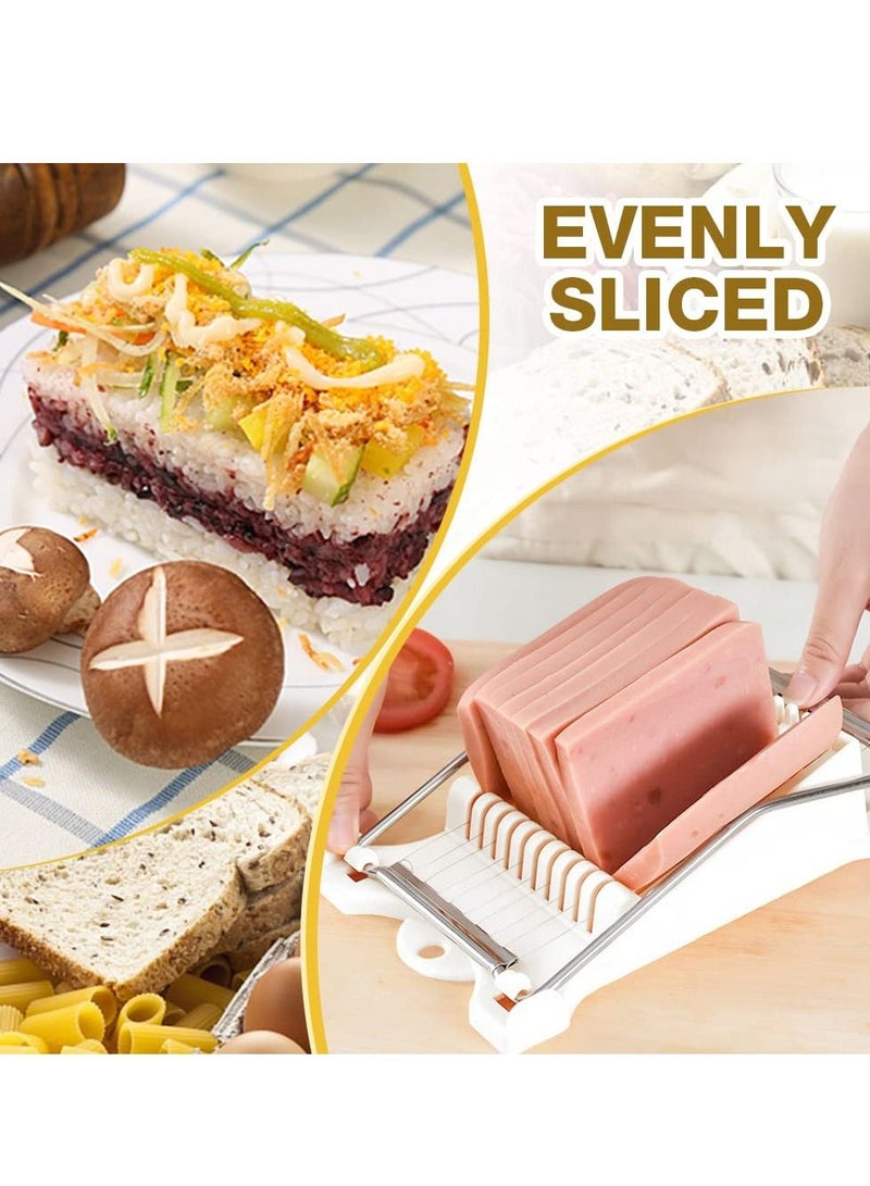 Spam Slicer and Spam Musubi Mold, Kitchen Slicer with Pressing Rice Ball Mold Sushi Making Tool, Hot Dog Slicer Bun Slicer for Kitchen Restaurant Home 3 Pcs