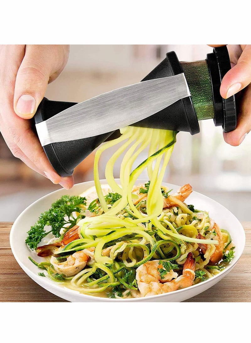 Spiralizer Spiral Vegetable Slicer & Zucchini Pasta Noodle Spaghetti Maker Spiral Cutter for Vegetables, Vegetable Grater, Manual Spirelli Slicer (Black)