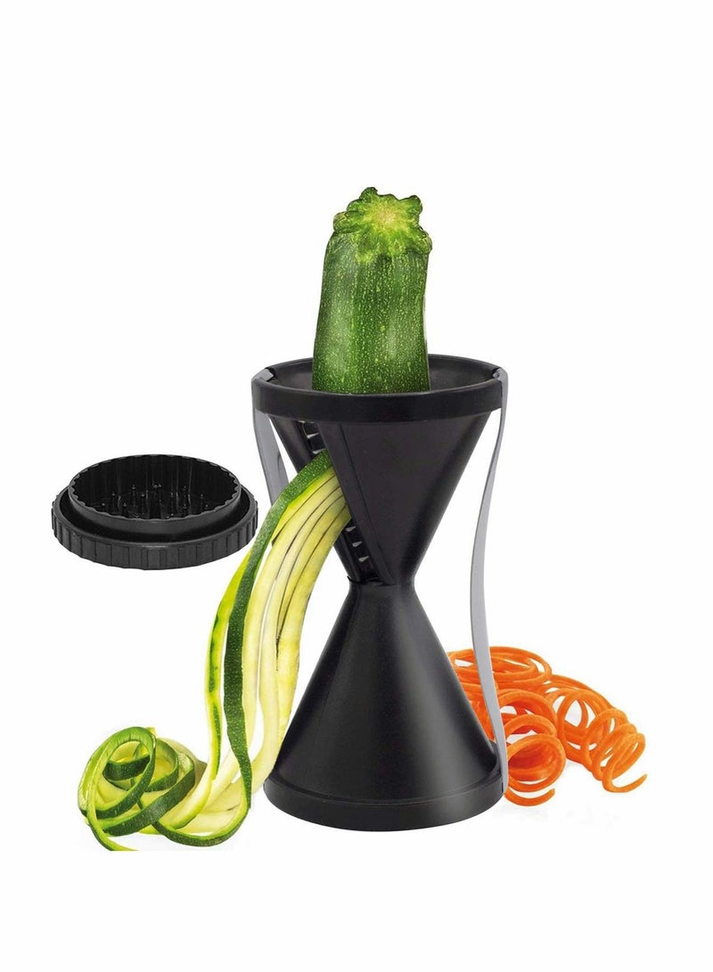 Spiralizer Spiral Vegetable Slicer & Zucchini Pasta Noodle Spaghetti Maker Spiral Cutter for Vegetables, Vegetable Grater, Manual Spirelli Slicer (Black)