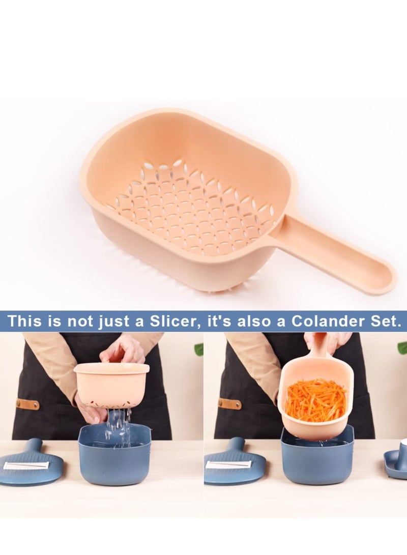 Multifunction Slicer Veggie Dicers Food Choppers Cutter with 4 Replaceable Blades and Container Steeless Vegetable Slicer for Carrot Potato Vegetables