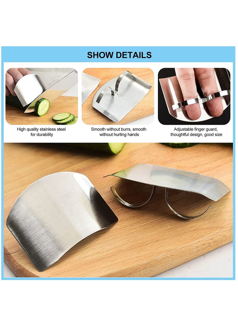 Onion Holder Slicer, 6PCS Finger Guard Set for Cutting, Stainless Steel Finger Protector, Thumb Guard Peelers for Onion Nuts Kitchen Tool Avoid Hurting When Slicing and Chopping